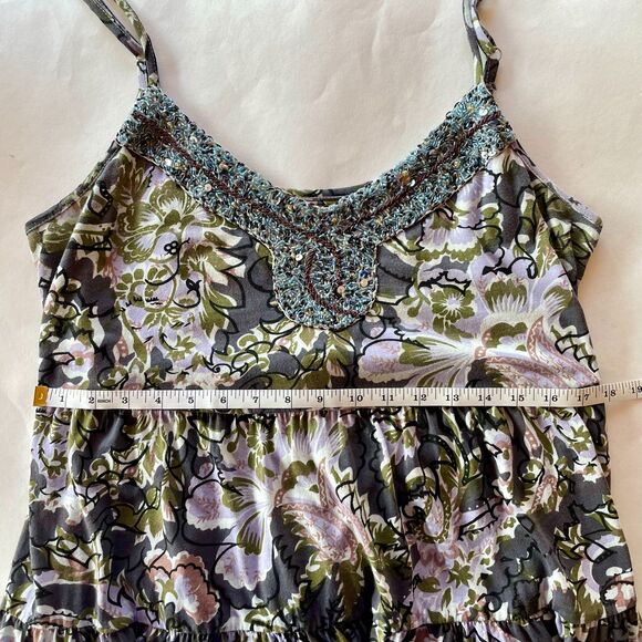 Free People Western Royalty Beaded Paisley Babydoll Dress Purple & Green Size L - Picture 11 of 12